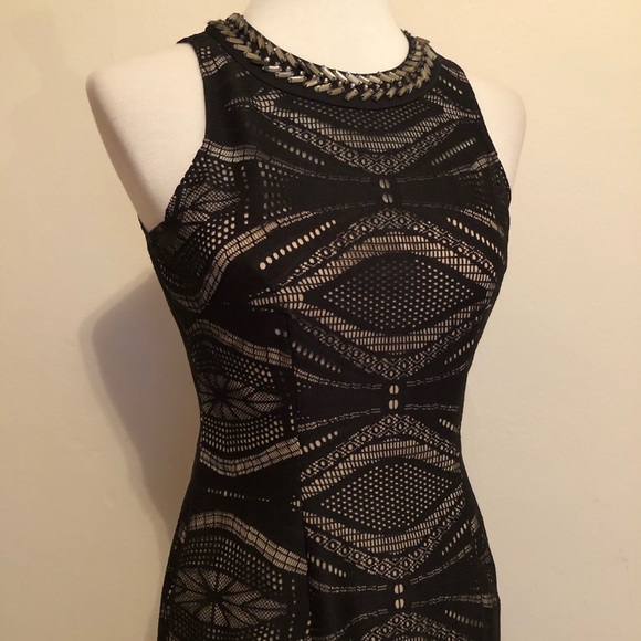 Maggy London Black Jewel Neckline Cocktail Dress - Picture 11 of 12